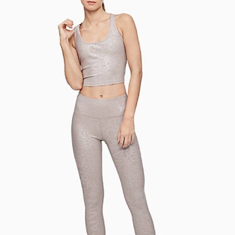 SOLD Calvin Klein Performance Allover Logo Cropped Tank Top Moonrock M